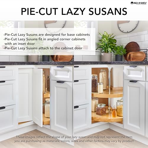 Rev-A-Shelf 28" Pie-Cut Dual Tier Lazy Susan Organizer for Corner Wall Kitchen Cabinets, Plastic Home Rotating Storage Shelves, White, 2942-28-11-1 - size: 28 in