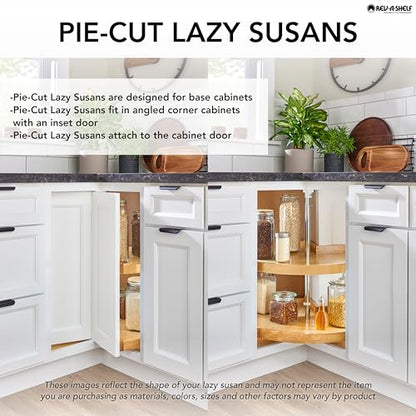 Rev-A-Shelf 28" Pie-Cut Dual Tier Lazy Susan Organizer for Corner Wall Kitchen Cabinets, Plastic Home Rotating Storage Shelves, White, 2942-28-11-1 - size: 28 in