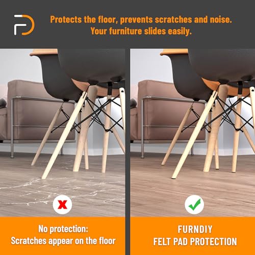 Furndiy Felt Furniture Pads for Hardwood Floors, Self-Adhesive Felt Pad for Chairs & Seat Legs, Easy Slide, Anti Scratch, Noise Stopper, Bumper & Buffer, Floor Protection - Based in USA - 1.18" Black - size: 1.18" x 18 pcs Black