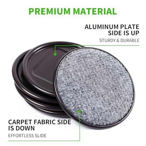 4" Round Carpet Bottom Furniture Caster Cups, Reusable Furniture Sliders for Hardwood Floors, Felt Furniture Pads Coasters to Protect Tile or Laminate Floors from Scratches, Brown/Gray (12 Pack) - size: 4 Inch, 12 Pack