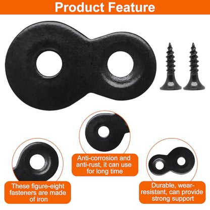 30 PCS Figure 8 Fastener with Screws, Heavy Duty Table Top Fasteners Hardware, Desk Top Fastener for Wood Chair Table Top Repair, Black - color: Black