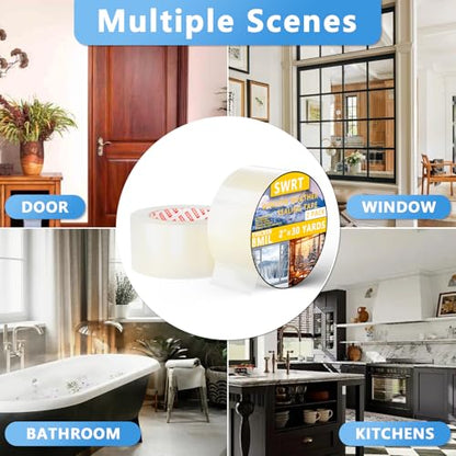 SWRT 2 Pack 2”x 30 YD 8 Mil Heavy Duty Transparent Window Weather Sealing Tape, No Residue Window Insulation for Winter, Preventing Cold Air Loss in Summer Door and Window Seal Kit - size: 2" x 30Yds 2PK