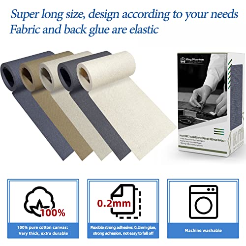 KING MOUNTAIN Canvas Iron on Patch,3"×60",Waterproof 100% Cotton Fabric Repair Patch,Used for Various Sofa,Tent,Clothes,Seats,Suitcases (Gray) - color: Gray, size: Canvas-3"x60"