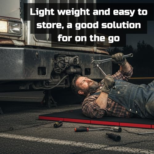 ONREVA Mechanic Mat 48x24x1.2 inch, Kneeling Mat for Working Under Car, Mechanics Pad for Ground, Extra Large Folding Kneeling Pad, High-Density Thick Knee Creeper Mat