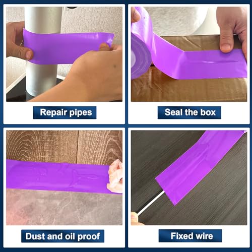 Purple Duct Tape Heavy Duty, 1.88 Inch x 35 Yard Waterproof Strong Adhesive Duct Tape for Indoor Outdoor Repairs Tear by Hand, 1 Roll - color: Purple