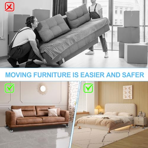Kiss Core New Upgrade Furniture Movers Sliders, 8+8 Pack 4.3" Multi-Surface Furniture Sliders with Groove Design, 8PCS Moving Pads and 8 Hardwood Socks, Protect Floor and Easily Move Furniture - size: 4.3in 8+8pack