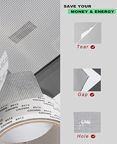 ACEBON Window Screen Repair Kit - 2"x80' Tape for Tears & Holes, Strong Adhesive Black Fiberglass Mesh - color: Black, size: 2in x 80in