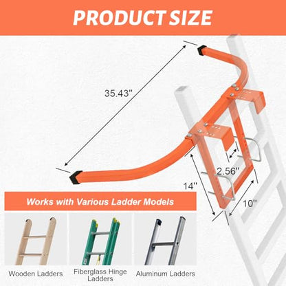 Ladder Stabilizer for Roof Gutter Wall, Heavy Duty Steel Extension Ladder Standoff Stabilizer with Non-Slip Rubber, Wing Span Wall Extension Accessory, Secure and Stable Ladder Standoff Arms