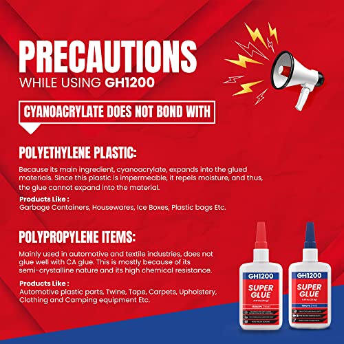 GH1200 57 Grams (2 oz) 100/1500 CPS (Thin/Thick) Super Glue All Purpose with Anti Clog Cap. Ca Glue - Adhesive SuperGlue. Cyanoacrylate Glue for Hard Plastics, DIY Craft, Metal 1 Oz Each