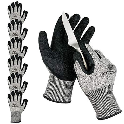 ACKTRA Level 5 Cut Resistant Safety WORK GLOVES, 6 pairs - size: Small