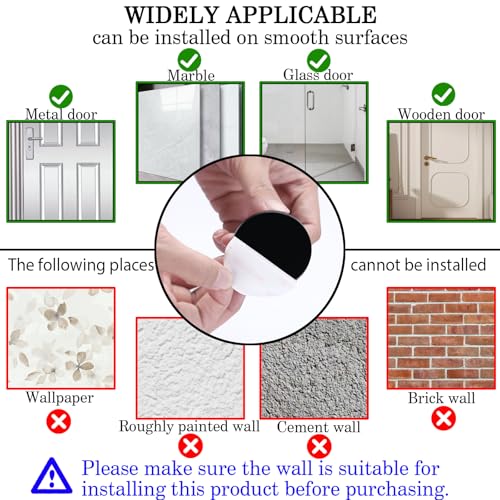 Rubber Door Stopper Self Adhesive,No Magnetic Door Stop,Wall Protector Door Holder,No Need to Drill Door Catch (2, Black)