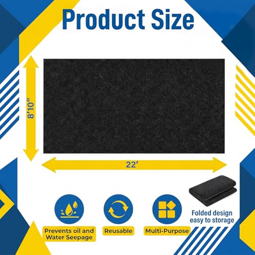 AHEONLAR Oil Spill Mat, 8'10"x22' Waterproof Garage Floor Mats for Under Car, Garage Car Mat Easy to Clean, Oil Change Mat Durable, Washable, Protection from Snow, Rain and Mud for Cars（Black） - size: 8'10"x22'