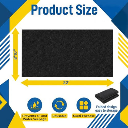AHEONLAR Oil Spill Mat, 8'10"x22' Waterproof Garage Floor Mats for Under Car, Garage Car Mat Easy to Clean, Oil Change Mat Durable, Washable, Protection from Snow, Rain and Mud for Cars（Black） - size: 8'10"x22'