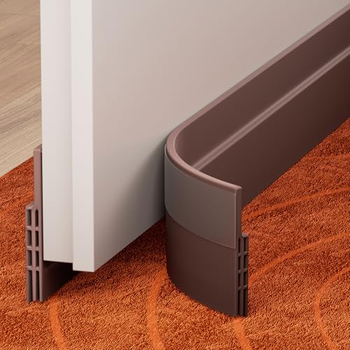 GroTheory 2 Pack Door Draft Stopper, Under Door Sweep for Exterior & Interior Doors, Weather Stripping Door Seal, Garage Window Blocker Noise Cold Air Insulation, Draft Guard Brown 2" W x 39" L - color: Brown