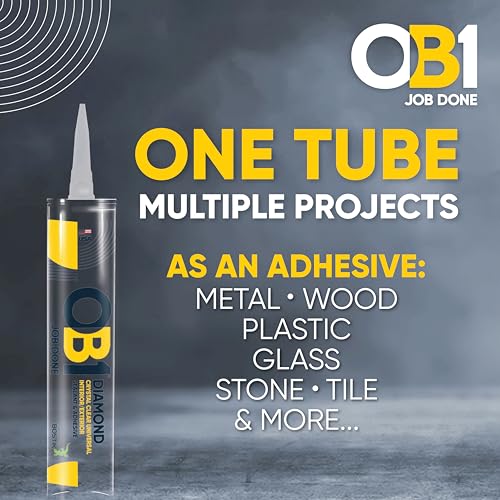 OB1 Universal Caulk Sealant & Adhesive Diamond Crystal Clear 10.1oz | Professional Grade Premium All-in-One Advanced Hybrid | Internal & External | Water Shrink Crack UV & Fade Resistant | 1 Cartridge - color: Clear, size: 10.1oz