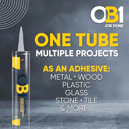 OB1 Universal Caulk Sealant & Adhesive Diamond Crystal Clear 10.1oz | Professional Grade Premium All-in-One Advanced Hybrid | Internal & External | Water Shrink Crack UV & Fade Resistant | 1 Cartridge - color: Clear, size: 10.1oz