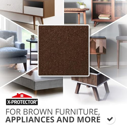 X-Protector Felt Furniture Pads - 20 PCS 6 x 1/2" - Premium Felt Strips with Adhesive Backing - Rectangular Furniture Pads for Hardwood Floors - Cut Furniture Felt Pads to Size You Need! (Brown) - size: 6 x 1/2 inch