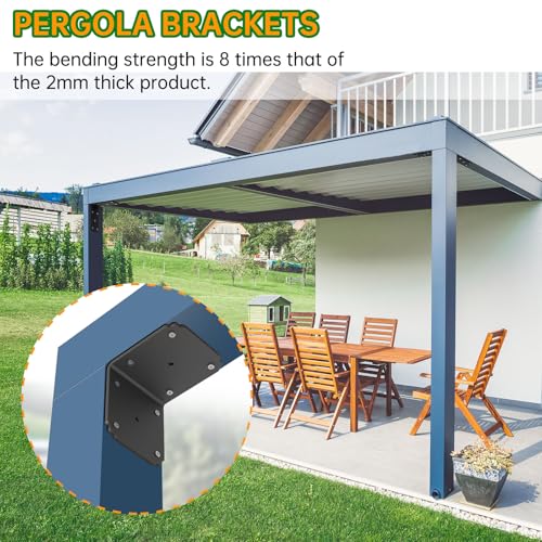 6x6x5 Pergola Brackets,Heavy Duty L Bracket for Wood, (4pcs) Corner Brackets for Deck/Shelf/Fence - size: 6x5 inch ( 4 Pack )