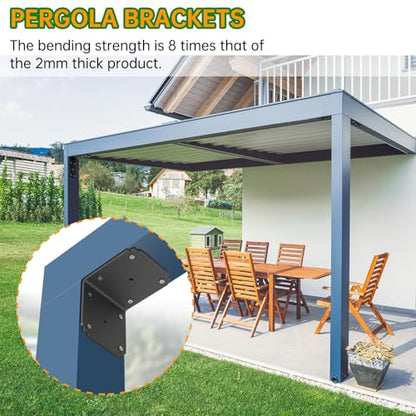 6x6x5 Pergola Brackets,Heavy Duty L Bracket for Wood, (4pcs) Corner Brackets for Deck/Shelf/Fence - size: 6x5 inch ( 4 Pack )