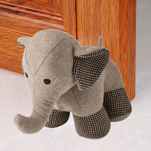 Cute Decorative Door Stopper for Bottom of Door and Inside Door Decorative.Soft and Weighted Door Stop to Keep Door Open for Home and Office(Elephant) - color: Elephant