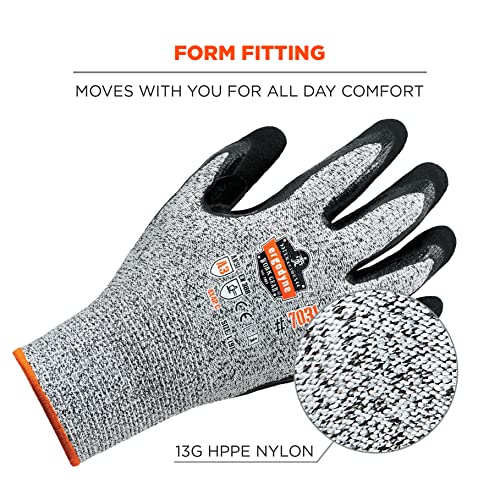 Ergodyne unisex adult Cut Resistant Work Gloves, A3, Surfaces, ANSI A3 Sandy Nitrile Coated Palms for Optimal Grip with Rough Surfaces 13g, Gray, X-Large Pack of 2 US - size: 1 Count (Pack of 2)