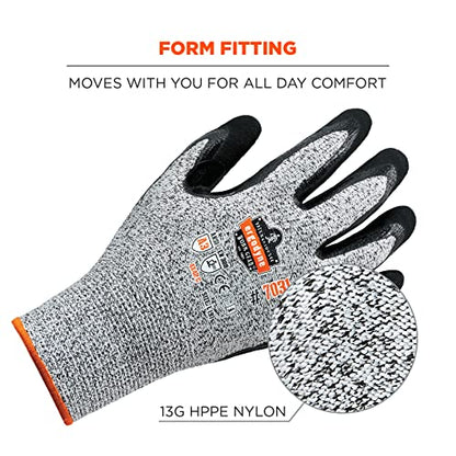 Ergodyne unisex adult Cut Resistant Work Gloves, A3, Surfaces, ANSI A3 Sandy Nitrile Coated Palms for Optimal Grip with Rough Surfaces 13g, Gray, X-Large Pack of 2 US - size: 1 Count (Pack of 2)