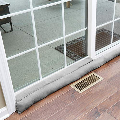 HOME DISTRICT Sliding Door Draft Stopper - Gray Glass Door Draft Blocker, Patio Under Door Draft Stopper, Noise Blocker Approx. 71" Long