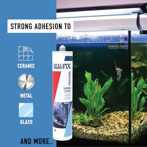 Seal/Fix Aquarium Silicone Sealant - Clear - 100% Fish-Safe Silicone for Freshwater & Saltwater Tanks, Waterproof, Non-Toxic, Flexible Bonding for Glass, Leak Repair & Decoration (10.1 fl oz, 1 Pack)