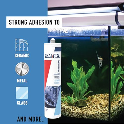 Seal/Fix Aquarium Silicone Sealant - Clear - 100% Fish-Safe Silicone for Freshwater & Saltwater Tanks, Waterproof, Non-Toxic, Flexible Bonding for Glass, Leak Repair & Decoration (10.1 fl oz, 1 Pack)