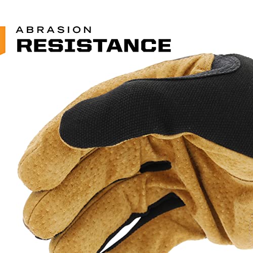 Mechanix Wear Fastfit Leather Gloves - Abrasion Resistant Gloves for Hand Safety - Breathable - Secure Fit - Two-Piece Palm - Machine Washable - Brown/Black - Small - size: Small