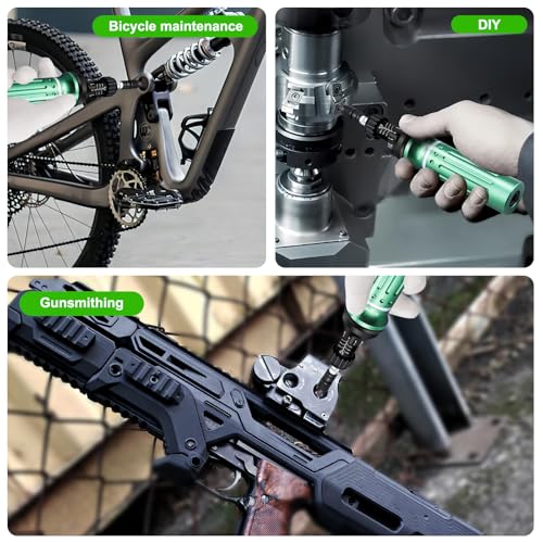 Torque Screwdriver 10-60 in.lb, Torque Screwdriver Set with 1/4" Elastic Bit Holder, 1/4" Bit Adapter, Flat, Hex, Torx and Philips Bits, Suitable for Gunsmithing, DIY, Bicycle Maintenance - size: 10-60 in-lb torque screwdriver set