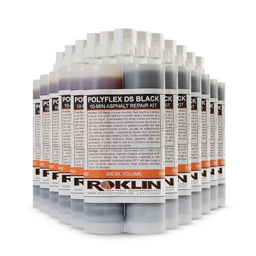 Roklin Systems, Inc. - PolyFlex DS Concrete Crack Filler, Quick-Drying Asphalt Crack Sealer, Floor/Wall Repair Patch Kit Essential, 12-Pack, Black - color: Black, size: 12 Pack