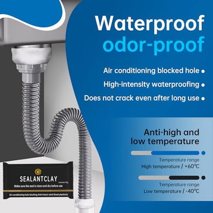 Quick Mending Mud & Waterproof White Sealant Putty (Pack of 8) - Ideal for Sealing: Air Conditioning Gaps, Wall Holes, and Drain Pipe Connections，Duct Seal Repair Sealing Clay. - color: 8 pack of 40g sealant