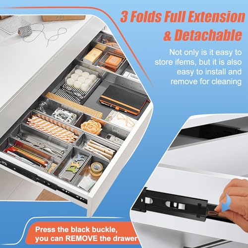 Sulawskys 12 Inch Drawer Slides, 6 Pairs (12 Pcs) Full Extension Ball Bearing Rails, Side Mount Heavy Duty 100 LB Capacity Metal Runners for Kitchen Cabinet, Wardrobe Dresser, Zinc Plated Steel Black - size: 12inch-300mm