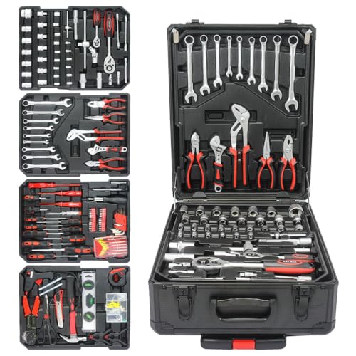 899pcs Home Repair Tool Set Kit, Toolbox Storage Case with Drawer, General Household Tool Kit, Tool Set Kit Home Tool Kit for All Purpose for Maintenance, Garden, Homeowner, Handyman,Black - color: Black