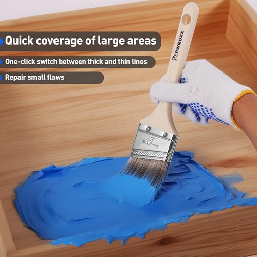 Paint Brush, 2IN Stain Brushes for Painting Walls House Touch-Ups,Furnitures and Fence Staining, Wooden Handle Masonry Paintbrush(3 Packs) - size: 2 inch