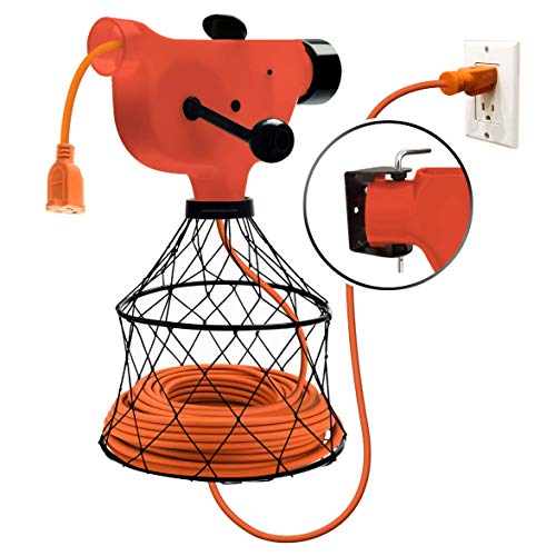 Chromex Wall Mounted Extension Cord Winder Organizer with 2 Fixed and 1 Swivel Wall Mount Brackets, Portable - color: Orange