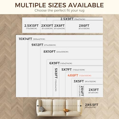 BAGAIL BASICS 4 x 6 FT Rug Pad Gripper for Hardwood Floors, Non Slip Rug Pads for Area Rugs, Extra Thick Under Rug Padding, Protect Your Rugs & Floors - size: 4' x 6' (Rectangular)