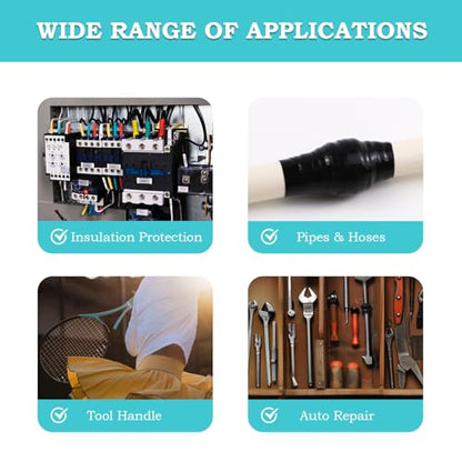 Self Fusing Silicone Tape 1 in x 16.4' Black Waterproof Rubber Leak Proof Sealing Silicone Rubber Self-amalgamating Tape for Emergency Hot and Cold Water Pipe Repairs and Tool Fixation - size: 1 Roll - 16.4 ft - Black - 20 mil Thickness