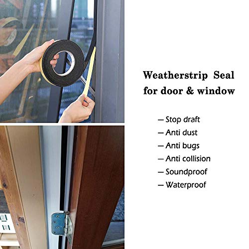 Weather Stripping Seal -1" W x 3/8" T- Foam Seal Tape High Density Foam Strip Self Adhesive Weatherstrip Insulation Foam Rubber Seal Strip - size: 1in x 3/8in - 16ft