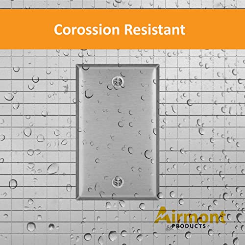 AP-10411, Stainless Steel Blank Wall Plates, 1 Gang Standard Size 4.50" x 2.76" Corrosion and Heat Resistant, Silver Metal, Cover Unused Electrical Sockets or Switch Holes - size: 1 Gang