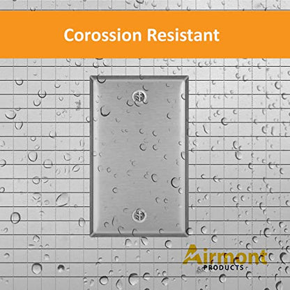 AP-10411, Stainless Steel Blank Wall Plates, 1 Gang Standard Size 4.50" x 2.76" Corrosion and Heat Resistant, Silver Metal, Cover Unused Electrical Sockets or Switch Holes - size: 1 Gang