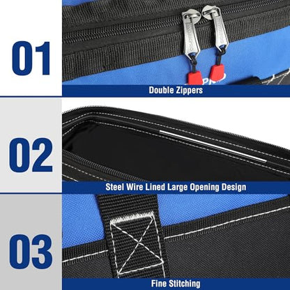 WORKPRO 16-inch Wide Mouth Tool Bag with Water Proof Molded Base - color: Black&Blue