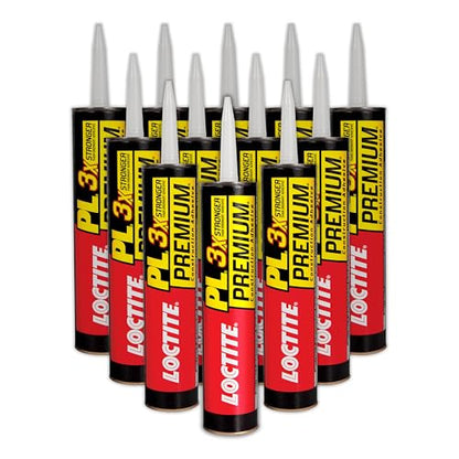 Loctite PL Premium Polyurethane Construction Adhesive, 10 fl oz Cartridge, 12 Pack - Versatile Construction Glue for Wood, Concrete, Stone, Metal & More - size: 12 Pack, style: 10 fl oz