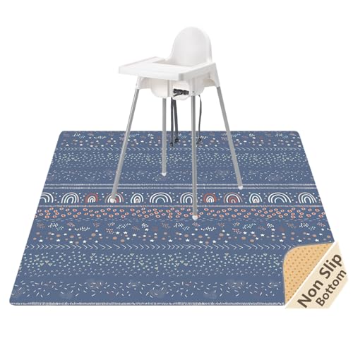 Splat Mat for Under High Chair/Arts/Crafts, WOMUMON 51" Waterproof Spill Mat Washable Non-Slip Floor Protector Splash Mat, Messy Mat and Table Cloth - color: Rainbow, size: 51x51 Inch (Pack of 1)