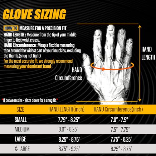 Work Gloves Men - 360°Touchscreen with Patented Wrap-Finger Design - High-Dexterity Grip for Mechanic, Warehouse - size: X-Large