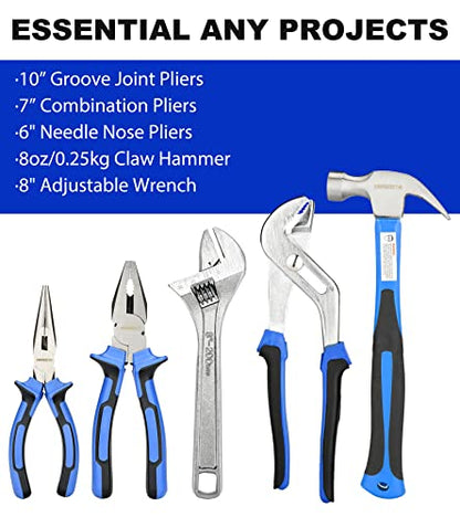 URASISTO 19-Piece Home Tool Kit Hand Tool Set with Easy Carrying Pouch Perfect for DIY, Home Maintenance