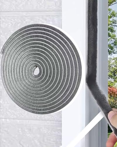 Weather Stripping Door Window Seal, 33Ft Self-Adhesive Brush Door Soundproofing Seal Strip for Sliding Windows and Door Frames, 0.35" Wide x 0.2" Thick