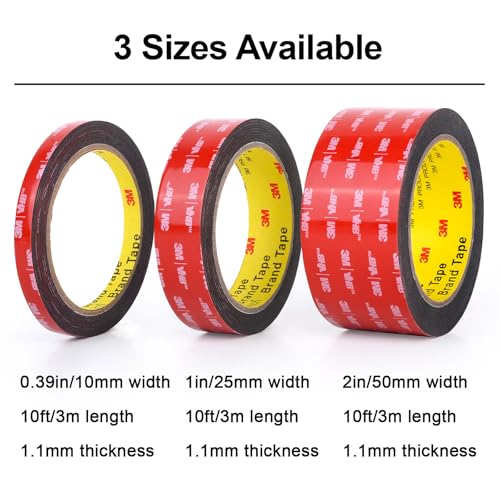 Hasaky Double Sided Tape Heavy Duty Mounting Tape Strong Adhesive Tape Waterproof Foam Tape Picture Hanging Strips for LED Strip Light Indoor and Outdoor (1in X 10ft) - size: 1in x 9.85ft