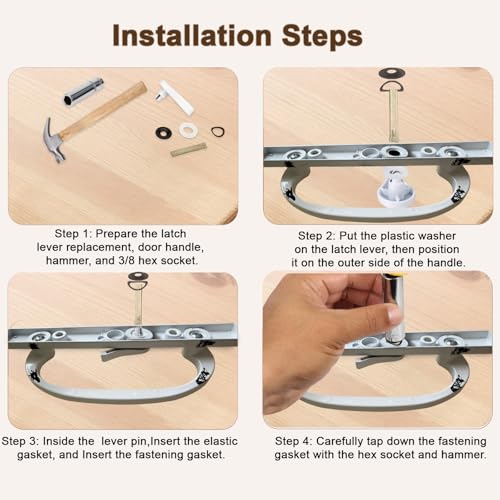 Metal Sliding Door Latch Lever, Replacement Parts for Jeld Wen Sliding Door Handle, 1-3/8 inch Pin, for Patio Door Parts Replacement, White